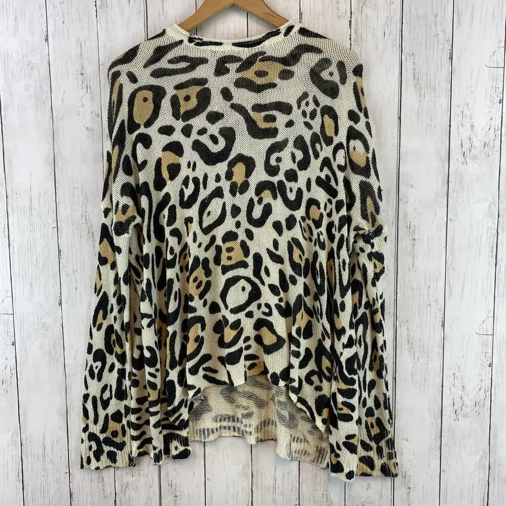 Show Me Your Mumu Mellow Animal Knit Leopard Relaxed Bonfire Sweater Size Small